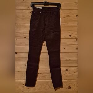 Joe's Women's High Rise Skinny Ankle Pants in Bergundy Size 24x28